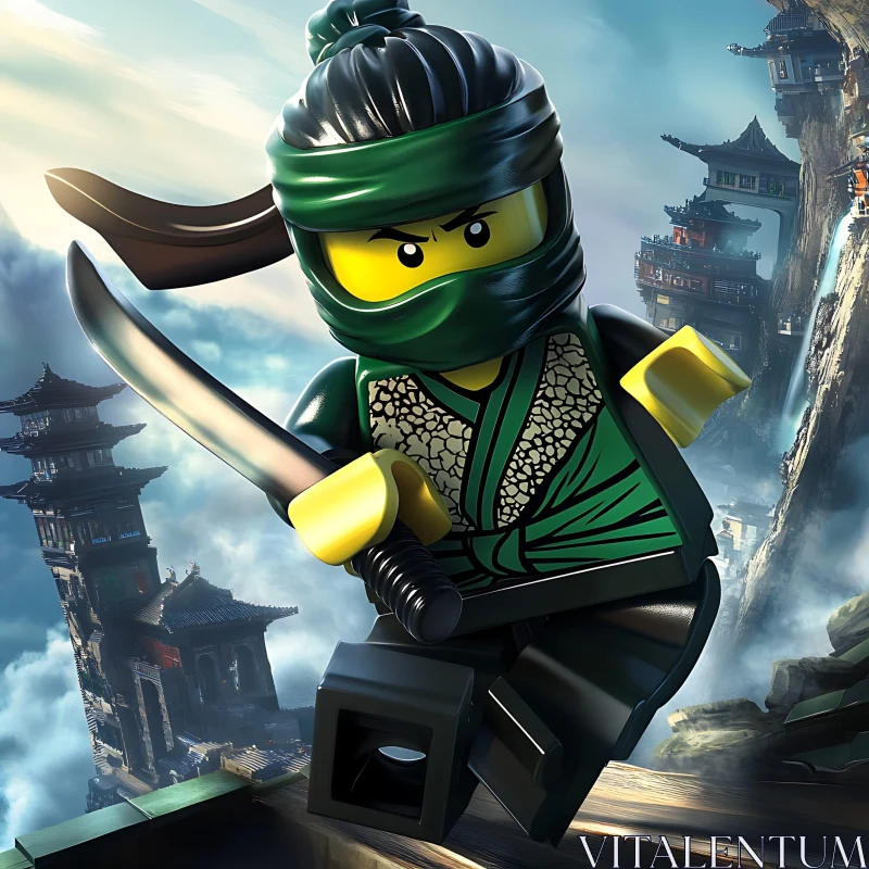 AI ART Green Ninja Lego Action Figure