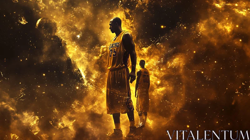 Golden Basketball Player in Space AI Image