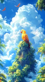 Tropical Parrot in the Sky