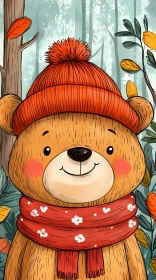 Whimsical Bear in Autumn Setting