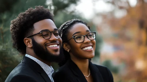 Smiling Couple in Autumn Setting