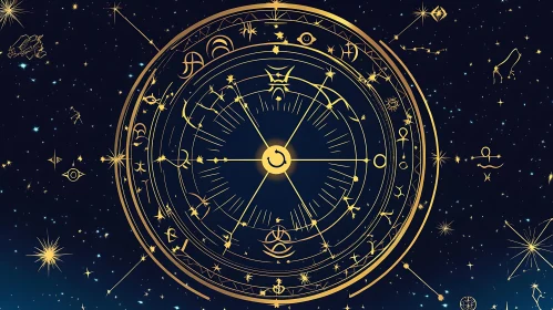 Esoteric Astrology Circle with Starry Background