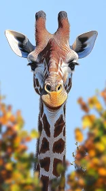 Giraffe Portrait Amidst Foliage