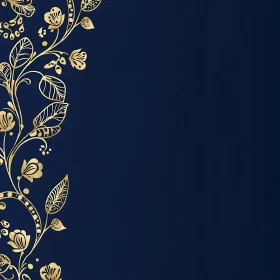 Elegant Gold Floral Design on Dark Blue