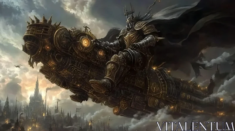 AI ART Armored Rider in Steampunk Airship