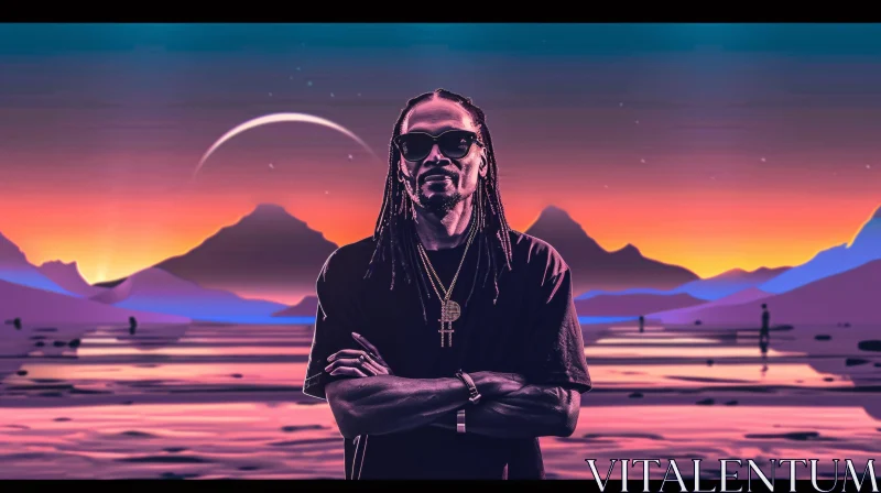 Snoop Dogg's Surreal Mountain Reflection AI Image