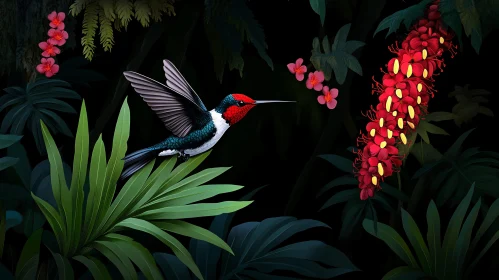 Exotic Bird and Flowers Art