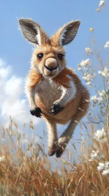 Kangaroo Jumping Through Nature