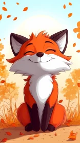 Fox Illustration in Autumn Setting