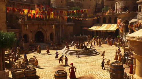 Busy Market in an Ancient City