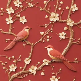 Floral Branch Birds Elegant Design