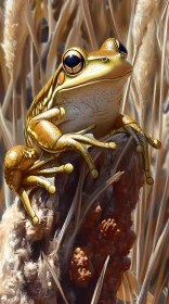 Frog on Branch in Natural Habitat