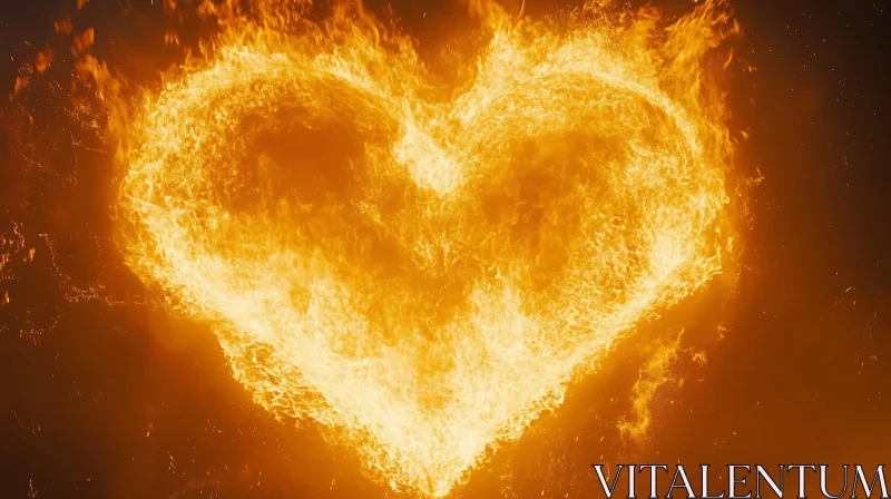 Burning Heart Emitting Light in Darkness AI Image