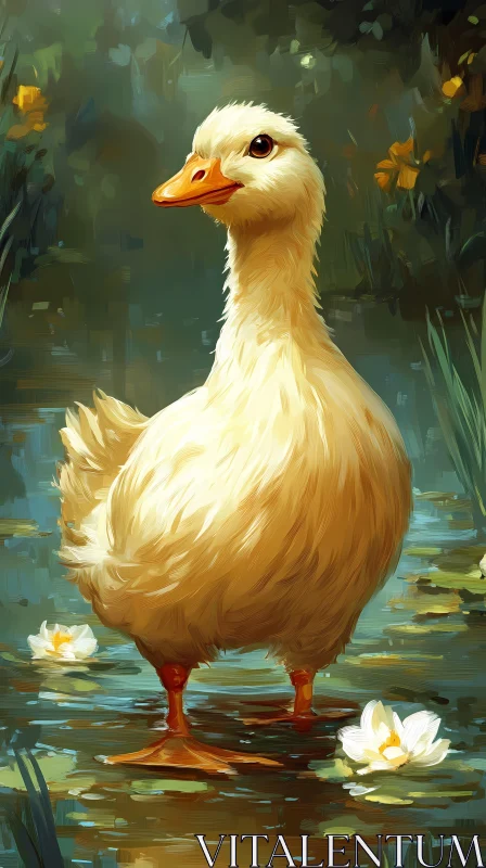 Artistic Illustration of a Duck in Nature AI Image