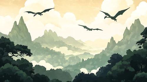 Serene Dragon Flight Mountain Vista