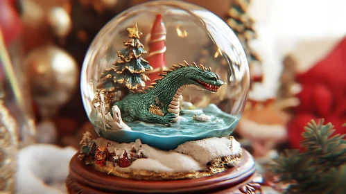 Winter Dragon in a Christmas Globe