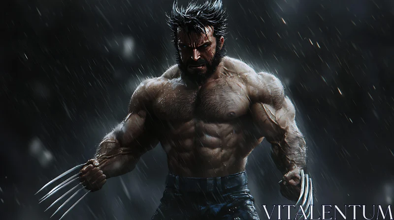 AI ART Rain Soaked Wolverine