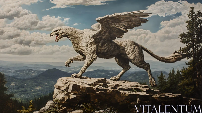 AI ART Gryphon on a Cliff Art