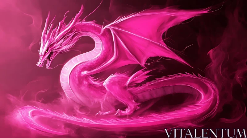 Fantasy Dragon with Pink Scales AI Image