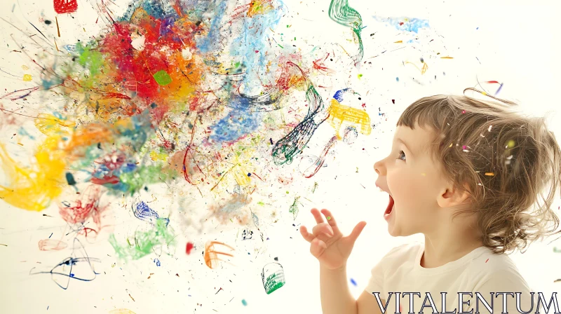 AI ART Creative Child with Paint Splatter