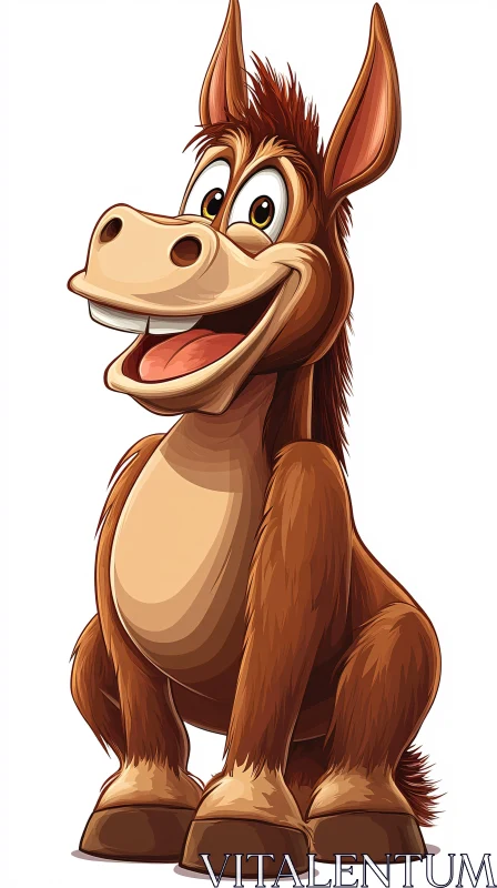 Smiling Donkey Cartoon Art AI Image