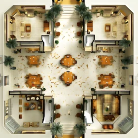 Symmetrical Modern Interior Design from Above