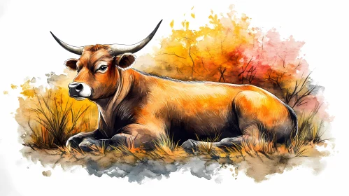 Artistic Bull in Colorful Nature