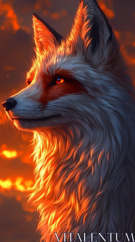 AI ART Sunset Glow: Enchanted Fox Profile