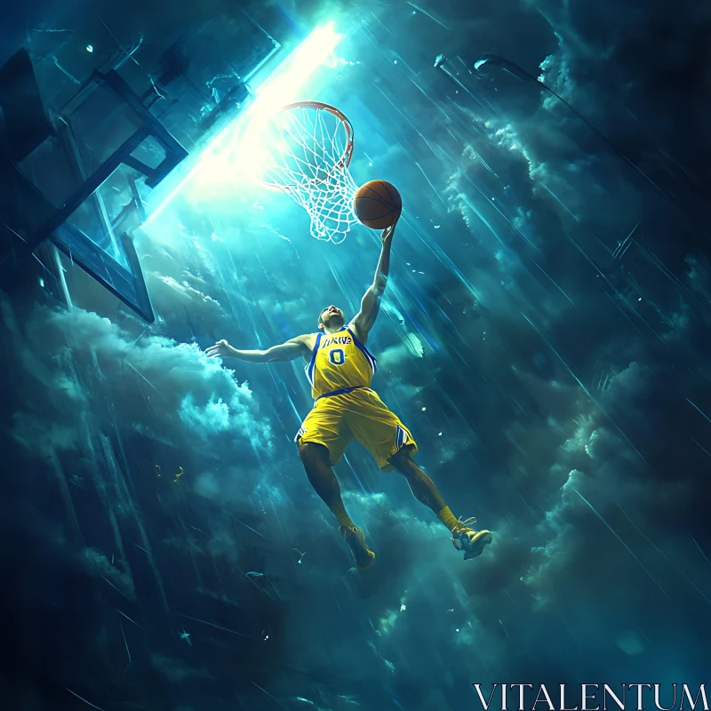 Soaring High: A Basketball Moment AI Image