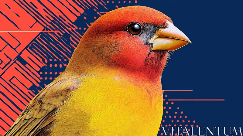 Artistic Vibrant Bird Rendering AI Image