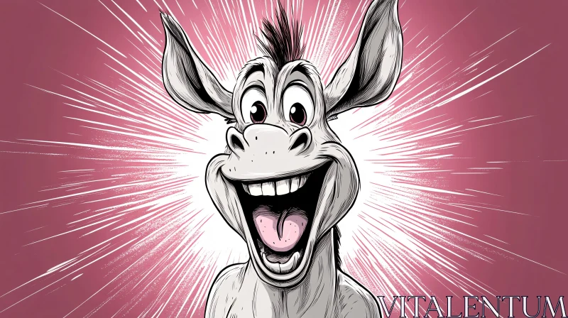 Humorous Donkey Cartoon Art AI Image