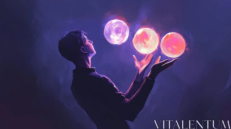 Ethereal Spheres Man Art AI Image