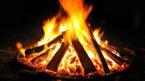 Bright Campfire Night Scene