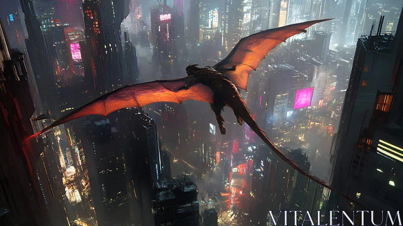 Urban Dragon: A Cyberpunk Fantasy AI Image