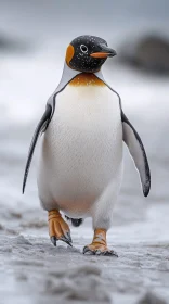 Penguin in Snowy Antarctica