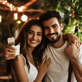 Smiling Couple Sharing Food