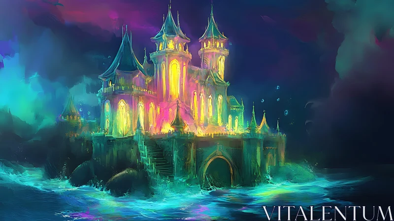 AI ART Fantasy Castle by the Sea