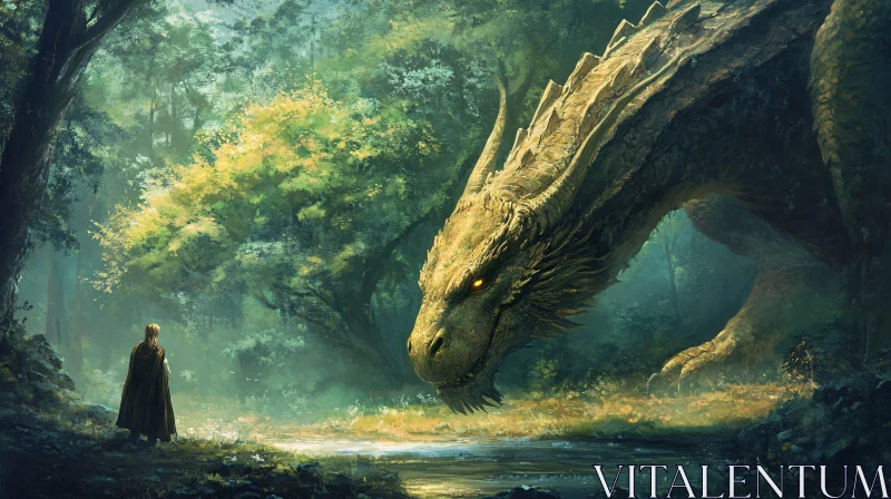 AI ART Enigmatic Dragon in Lush Greenery