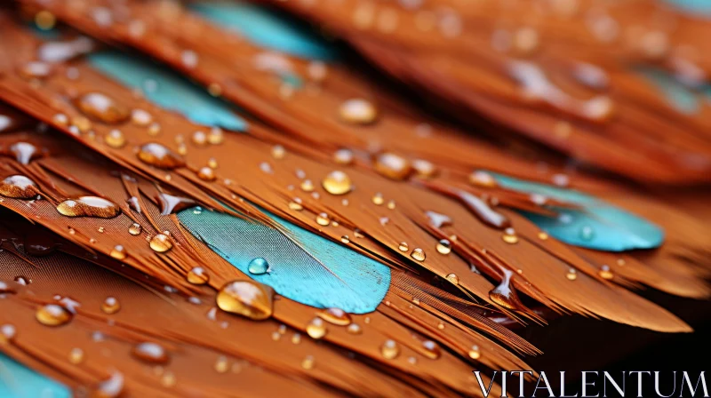 Abstract Brown Feathers with Water Droplets - A Close-up Masterpiece AI Image