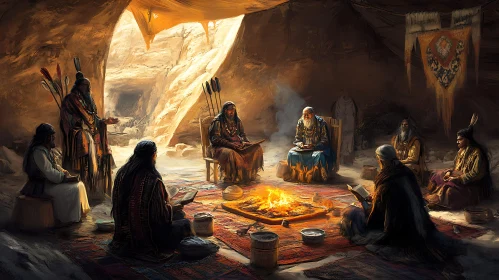 Ancient Tribe Meeting in Tent