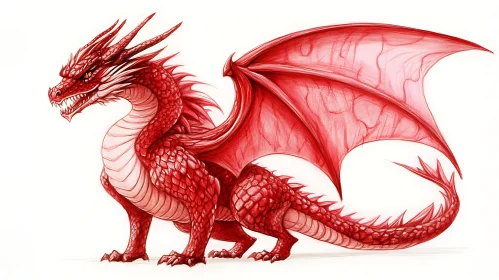 Crimson Winged Dragon Illustration