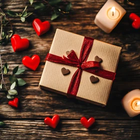 Love Gift with Hearts and Candles