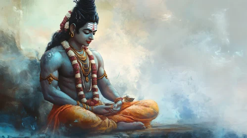 Serene Meditation Art - Hindu Deity Image