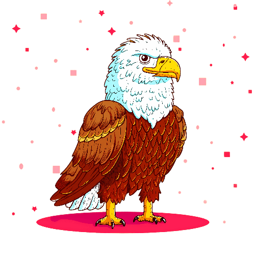 Cartoon Bald Eagle on Red Circle Illustration