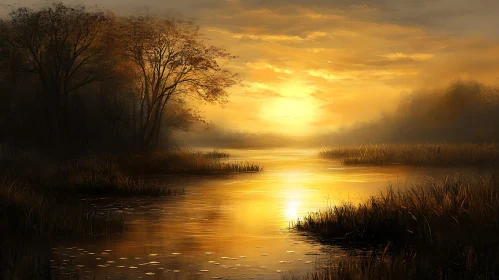 Peaceful Lake at Sunset
