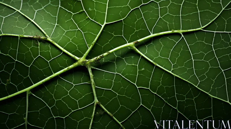 Close-up View of Dark Green Leaf with Intertwined Network Patterns AI Image