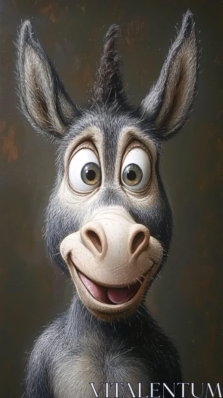 Smiling Donkey Cartoon Art AI Image