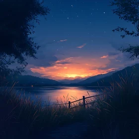 Scenic Sunset Over Still Waters