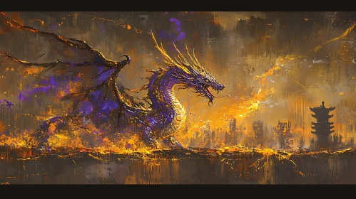 Fantasy Dragon in the Cityscape