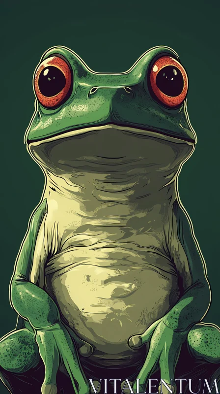 AI ART Vivid Green Frog Portrait